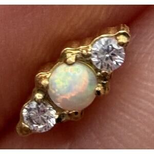 Titanium Opal Flat Back Ear Post Stud 1.00mm 18g